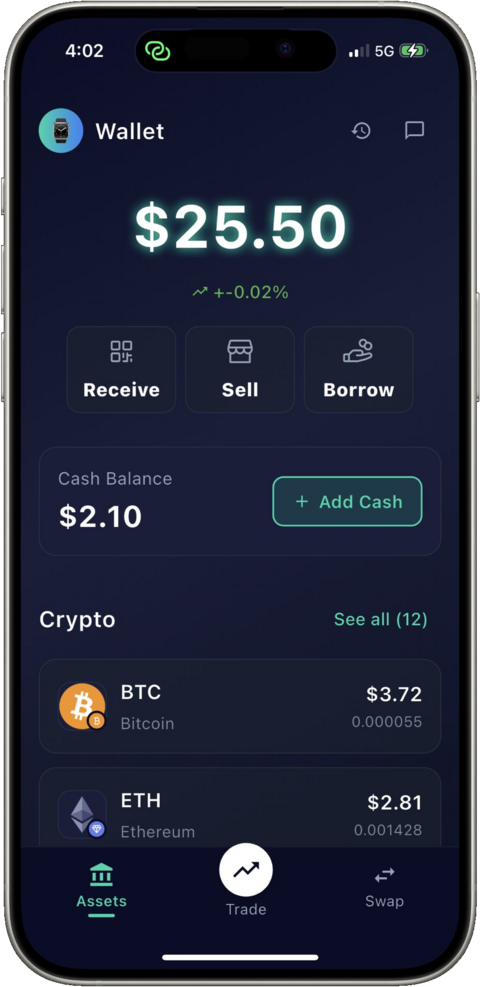 Azima wallet home screen with multi-chain portfolio