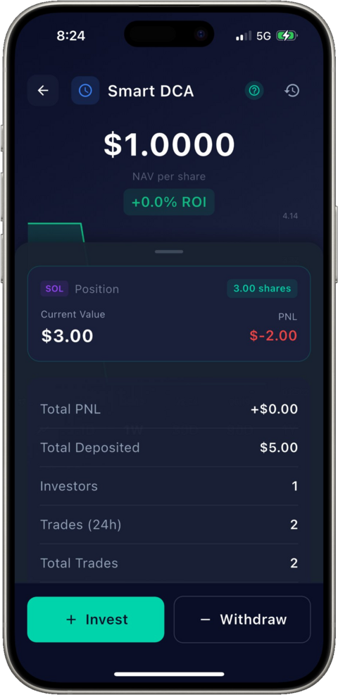 Smart DCA trading bot with NAV tracking, position PNL, and automated investing